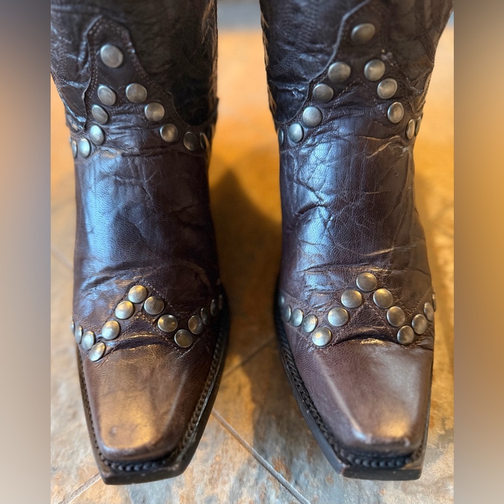 Old Gringo Studded Tall Western Boots Womens 7B Brown Leather Snip Toe Knee High - Picture 6 of 12